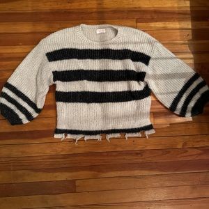 Oatmeal and black striped sweater